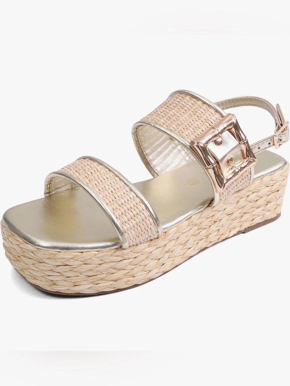 NEW Shoe'N Tale Women’s Platform Sandals Raffia Woven Espadrille Open Toe Sz 7.5